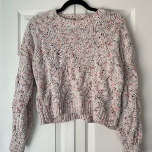 Pink Rose Speckled Pink Crewneck Sweater